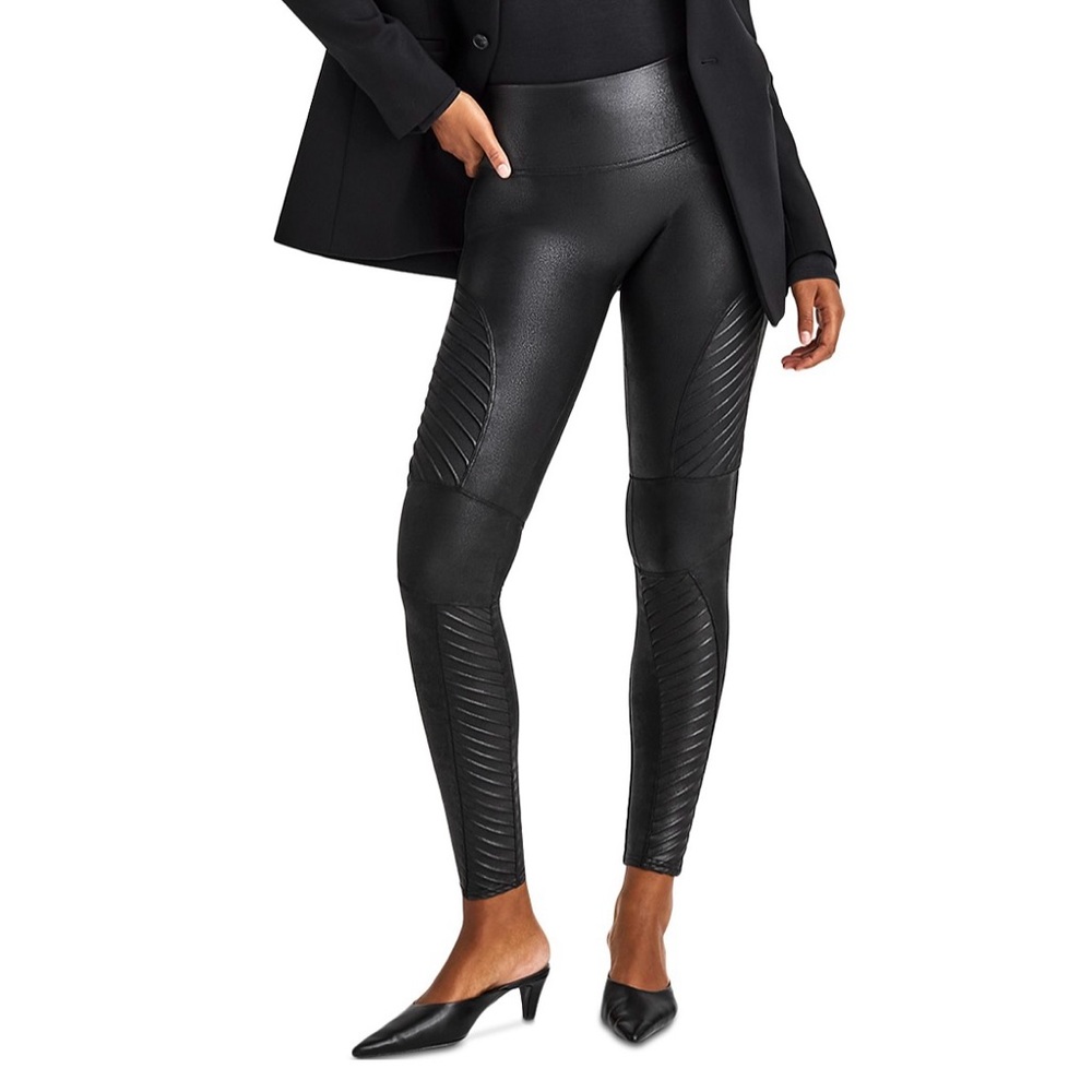 Spanx moto faux leather leggings